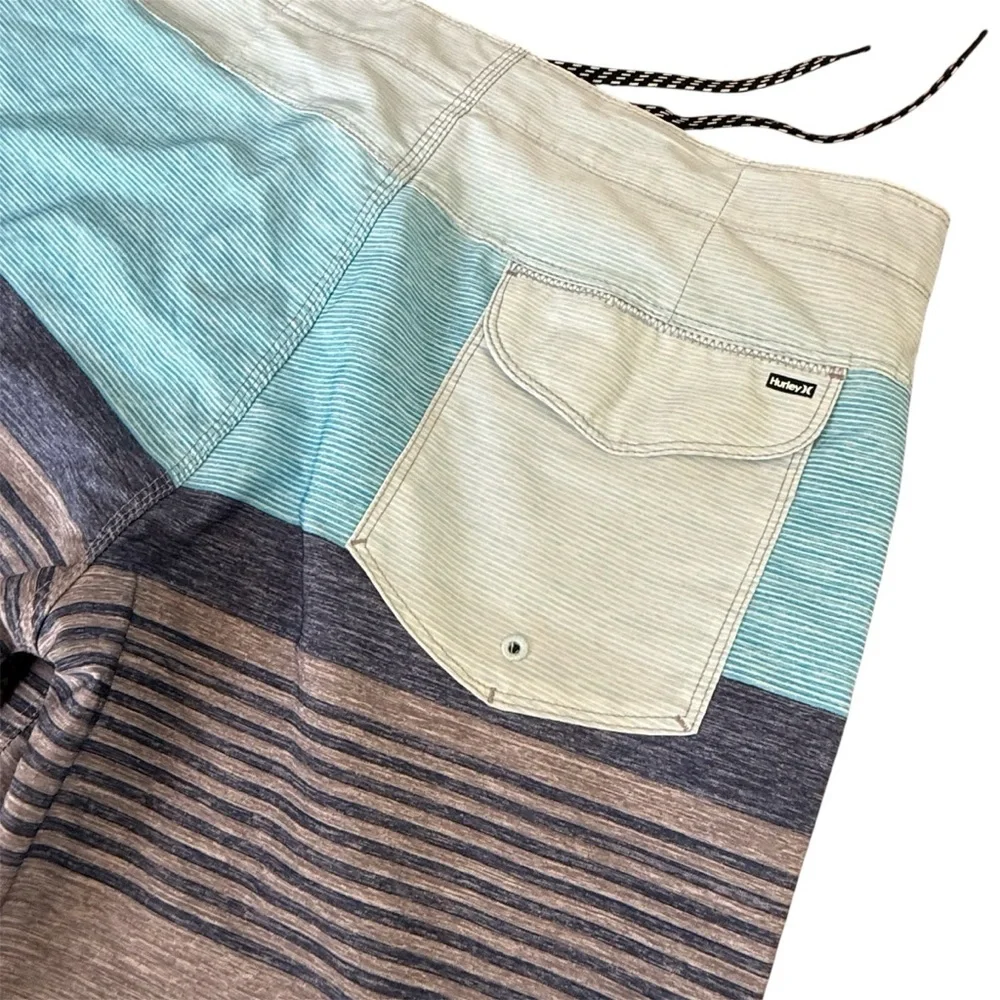 Hurley Board Shorts Men's 34 Blue Gray Swim Trunks‎ Surfer Coastal Vacation Y2K
